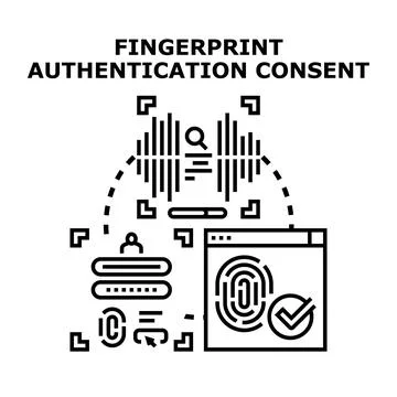 Fingerprint authentication consent for digital access security Stock Illustration