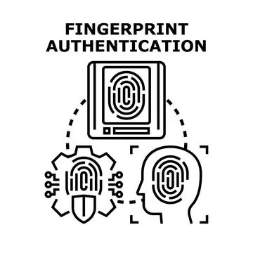 Fingerprint authentication securing sensitive digital information Stock Illustration