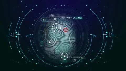 Fingerprint background, secure internet concept. 4k loop background on internet 스톡 동영상 132725150