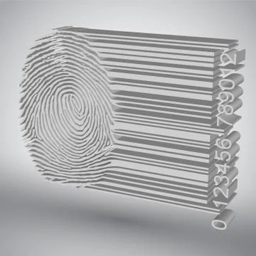 Fingerprint becoming barcode vector illustration 스톡 일러스트