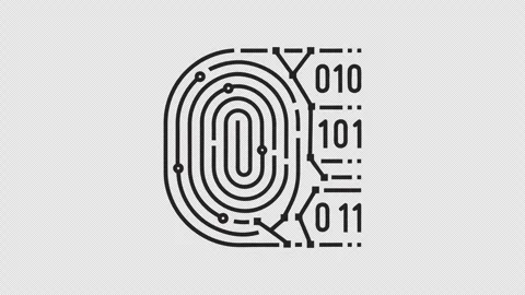 Fingerprint Binary Code Animation with Transparent Background Vidéo 337944411
