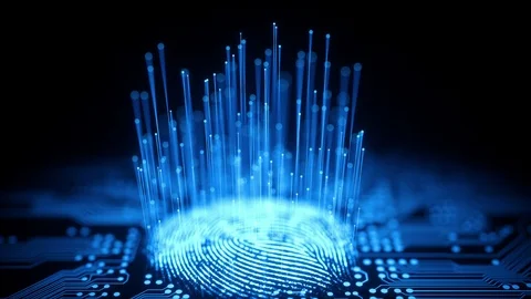 Fingerprint Binary Microchip Artificial Intelligence Stock Footage 116010525
