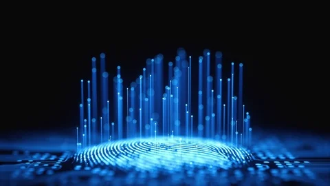 Fingerprint Binary Microchip Artificial Intelligence Stock Footage 116152653