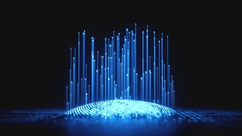 Fingerprint Binary Microchip Artificial Intelligence Stock Footage 116491976