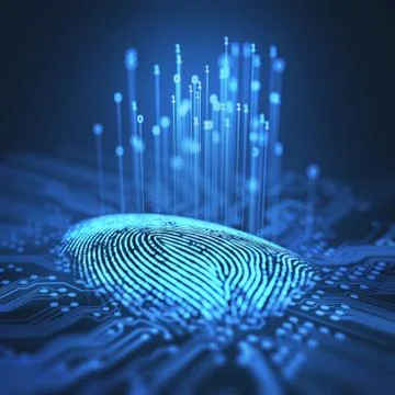 Fingerprint Binary Microchip 스톡 일러스트