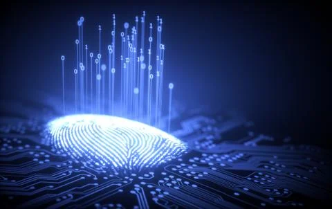 Fingerprint Binary Microchip Stock Illustration