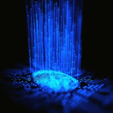 Fingerprint Binary Microchip Illustrazione stock