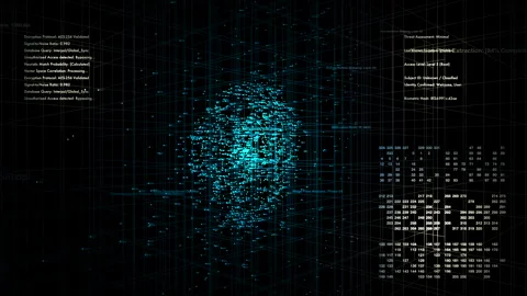 Fingerprint Biometric HUD Scanning Interface Motion Graphic for Cyber Security Stock Footage 337463124