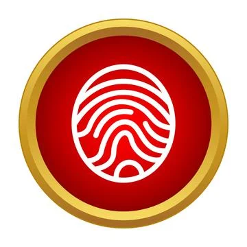 Fingerprint biometric identification system button red gold Illustrazione stock