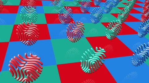 Fingerprint biometric identity multiple 3d symbol loop seamless Stock Footage 340138840