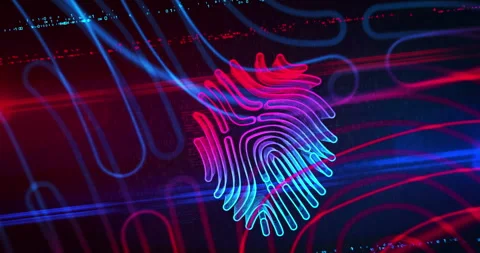 Fingerprint biometric identity symbol loop seamlees tunnel animation Stock Footage 340139477