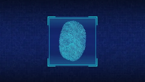 Fingerprint biometric scan vector cyber security technology video background Stock Footage 342301670