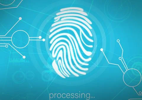 Fingerprint biometric scanner over data processing and microprocessor 스톡 사진
