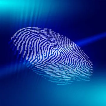 Fingerprint Biometric Security on Blue Digital Background Illustrazione stock