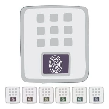 Fingerprint biometric security device vector cartoon graphic Stock Illustration