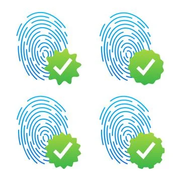 Fingerprint biometric security verification complete success icons Stock Illustration