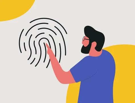 Fingerprint Biometrics authentication concept. Passwordless identity method Stock Illustration