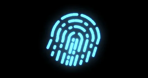 Fingerprint biometrics. Futuristic digital processing of biometric fingerprint Stock Footage 98602192