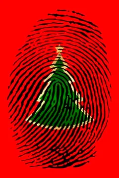 Fingerprint with Christmas tree pattern. Stock Illustration