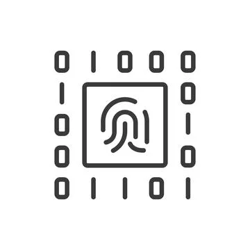 Fingerprint code, icon in line design. Fingerprint, code, biometric, security 스톡 일러스트