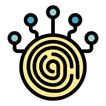 Fingerprint connecting with lines to digital interface Stock Illustration