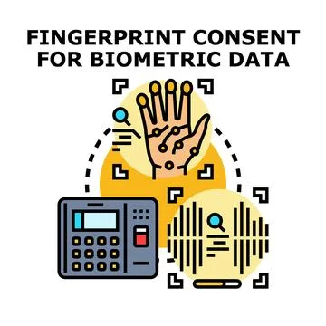 Fingerprint consent for biometric data access and security Stock Illustration