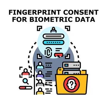 Fingerprint consent for biometric data access security 스톡 일러스트