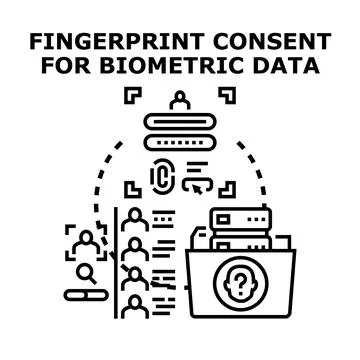 Fingerprint consent for biometric data access security Stock Illustration