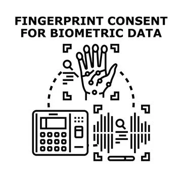 Fingerprint consent for biometric data access and security Stock Illustration