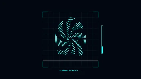Fingerprint cyber scanner Biometric Security HUD Interface for Digital Stock Footage 345100420