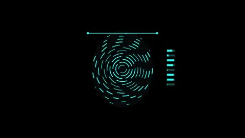 Fingerprint cyber scanner with high-tech biometric authentication interface Stock Footage 345100444