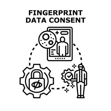 Fingerprint data consent security access control concept Stock Illustration