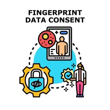 Fingerprint data consent security access control concept Stock Illustration