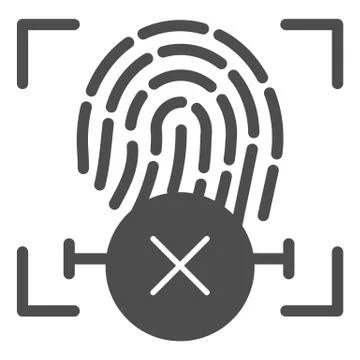 Fingerprint denied solid icon. Finger identification and cross vector Stockillustratie