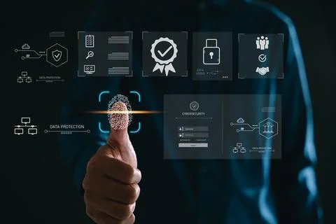 Fingerprint digital cybersecurity biometric authentication interface enable.. 写真素材