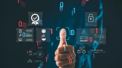 Fingerprint digital interface cybersecurity biometric authentication identi.. Stock Photos