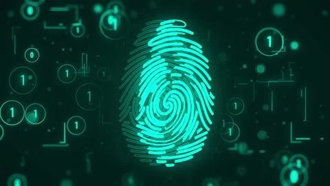 Fingerprint Digital Scan Technology in a 3D animation Stock Footage 239008457