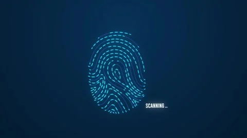 Fingerprint Digital Scanning Process 3D view motion graphics animation 4k. Stock Footage 296089957