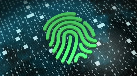 Fingerprint Digital security concept. Successful pattern recognition. Stock Footage 61557349
