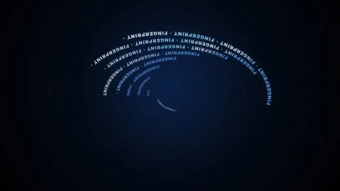 Fingerprint Digital Security Data Identity Abstract Blue Concentric Circles Video stock 332695283