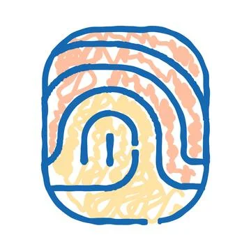 Fingerprint doodle icon biometric security authentication concept Stock Illustration