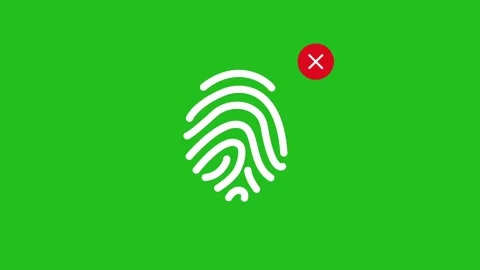 Fingerprint Error Icon Green Screen Cyber Security Animation 4K Stock Footage 338171475