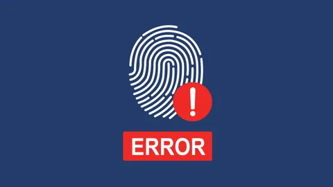 Fingerprint with Error Notification 2d Animation with Alpha Matte Stock Footage 334828048