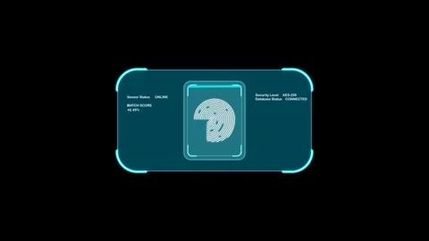 Fingerprint Failed Authentication Access Denied Animation on Black Backgroun Stock Footage 340167780
