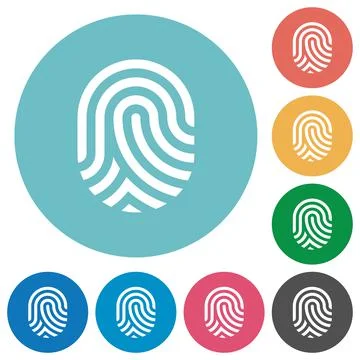 Fingerprint flat round icons Stock Illustration