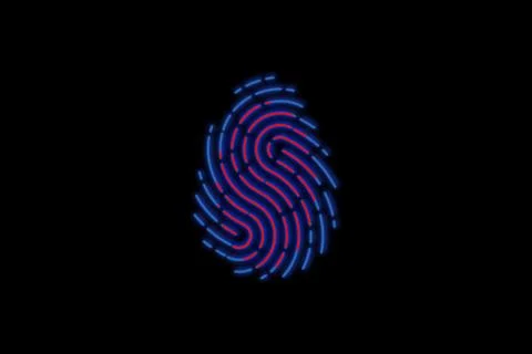Fingerprint glows on black background, password and security, fingerprint pat Illustrazione stock