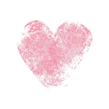 Fingerprint heart, red prints vector thumb fingers Illustrazione stock