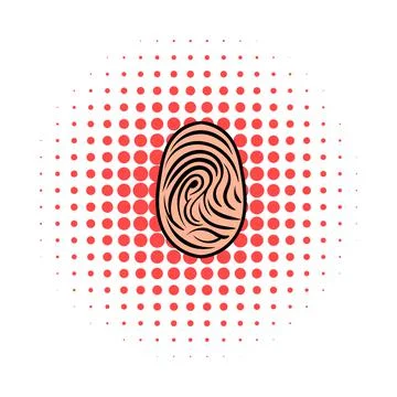 Fingerprint icon, comics style Stock Illustration