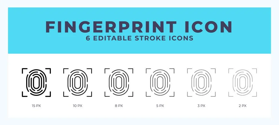 Fingerprint icon with different stroke. Vector illustration. Illustrazione stock