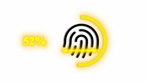 Fingerprint icon with progress loading bar on a white background. Stock Illustration